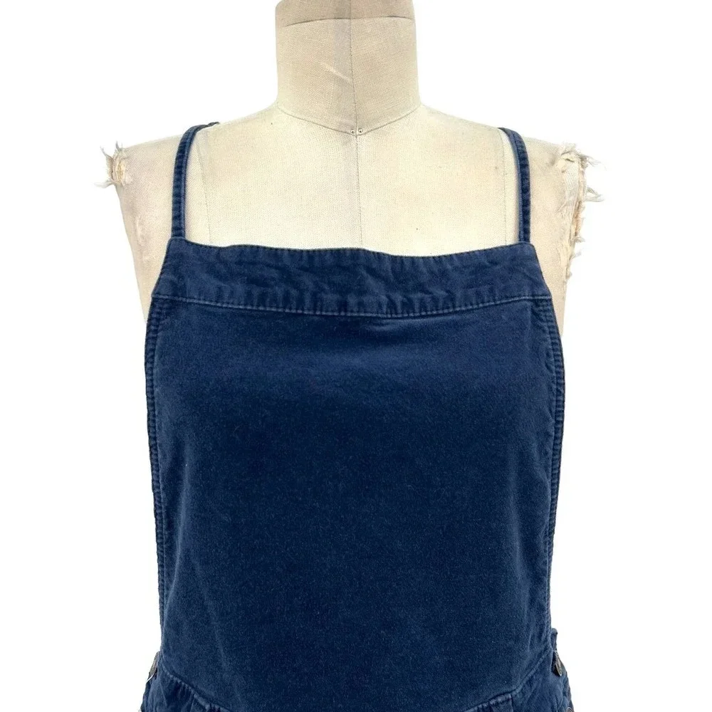 Free People Corduroy Overall Mini Dress Navy Blue Size 4‎